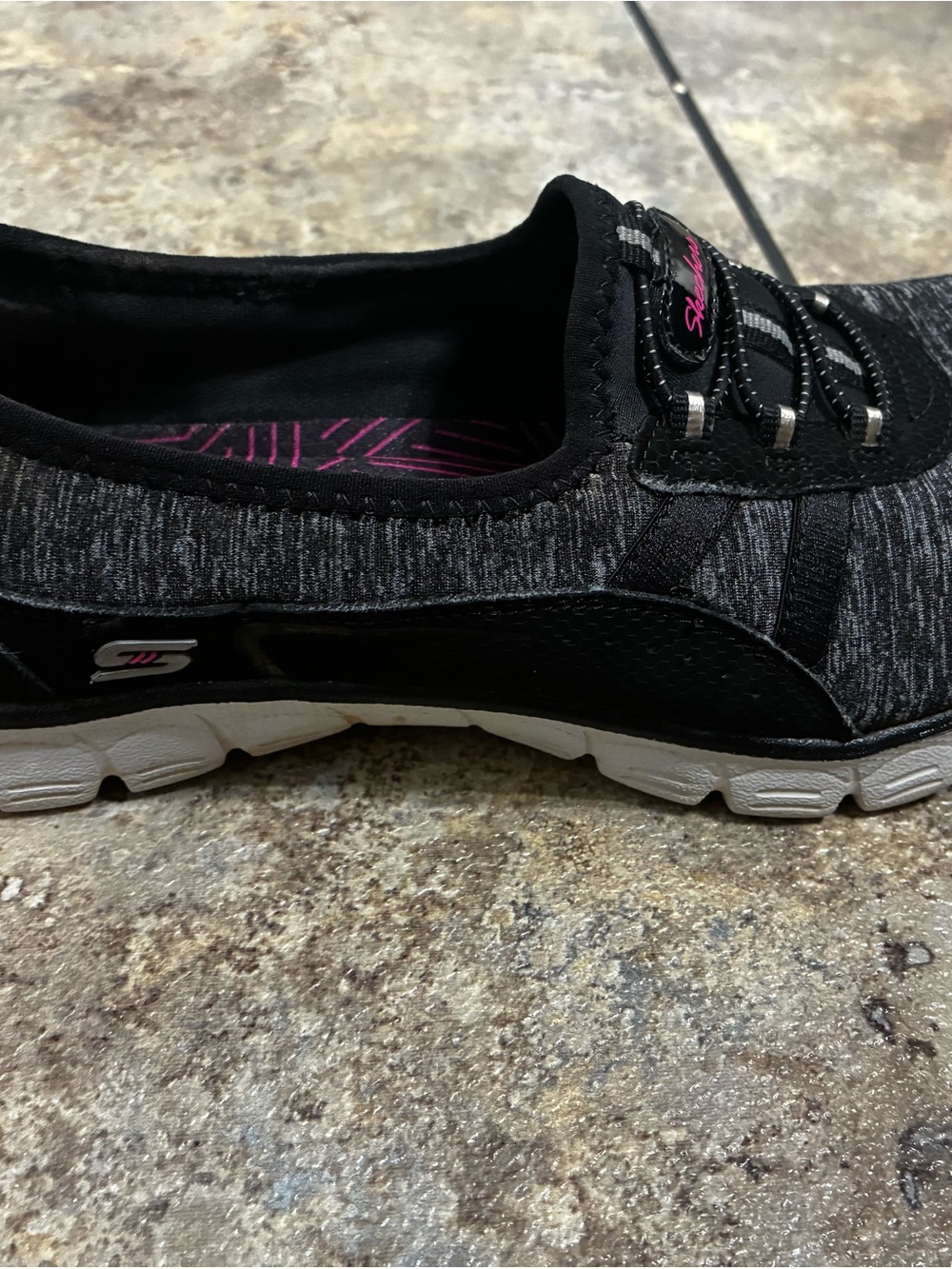 Skechers Women's Black Athletic Slip-On with Pink Accents